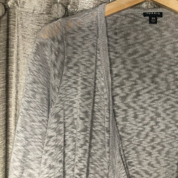 Torrid Gray Three Quarter Sleeve Burnout Waterfall Front Cardigan Torrid Size 00 - Picture 3 of 12